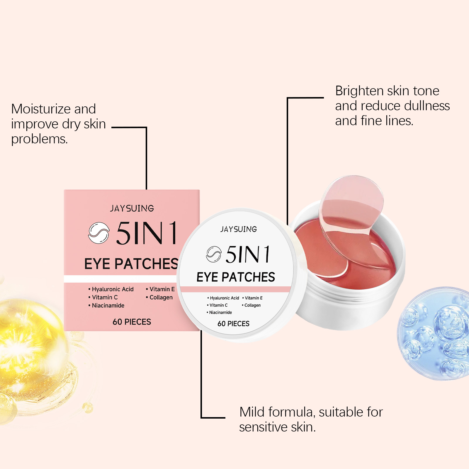 JAYSUING 5-in-1 Patch Mata Ber - Hyaluronic Acid Facial Serum ulasan dan harga