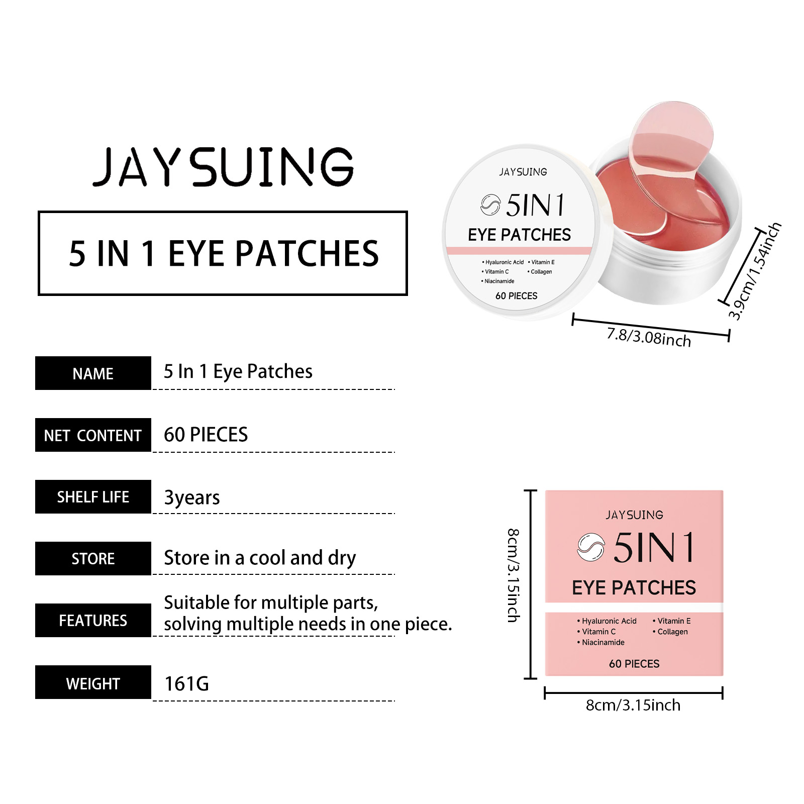 JAYSUING 5-in-1 Patch Mata Ber - Hyaluronic Acid Facial Serum ulasan dan harga